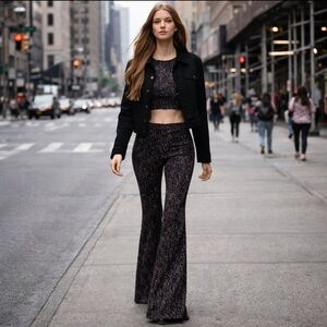 Stretch Pants I Wide Flare Pants Black Brown Purple Women's Size M